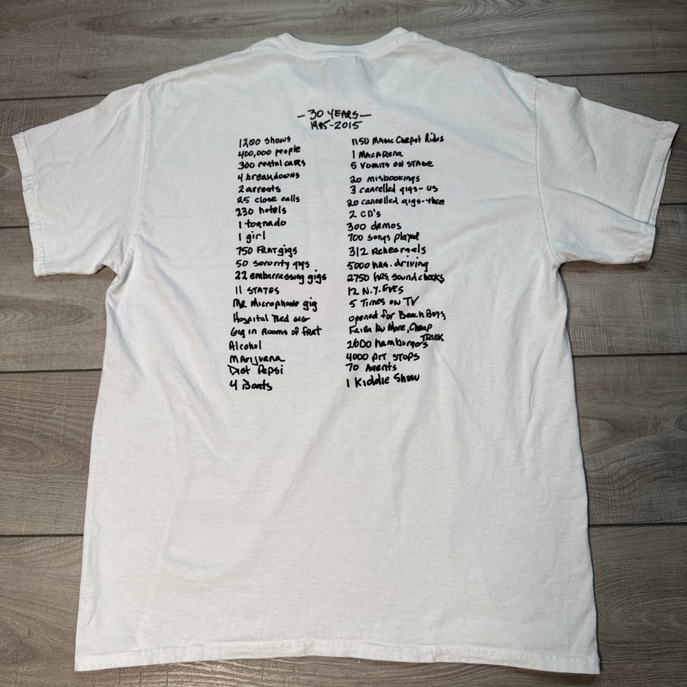 Vintage Mel And The Party Hats Large T Shirt Band Music 30 Years 1985-2015 White - Picture 8 of 15
